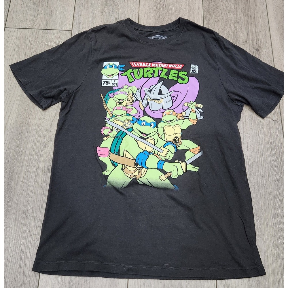Nickelodeon TMNT Kids 2XL 18 Black Graphic Tee Comic Book Shredder Turtles Shirt